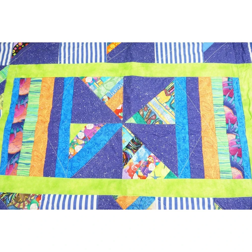 Piecemakers by‎ the Bay Quilt 48x35.5 Multicolor Patchwork Geometric Good